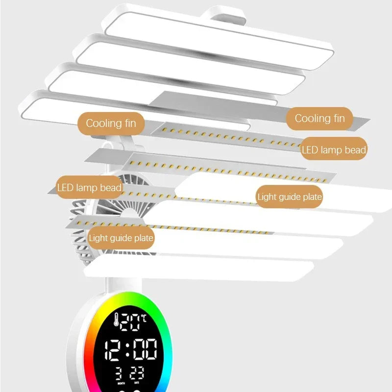 Rechargeable LED Desk Lamp With Digital Clock & Pen Holder